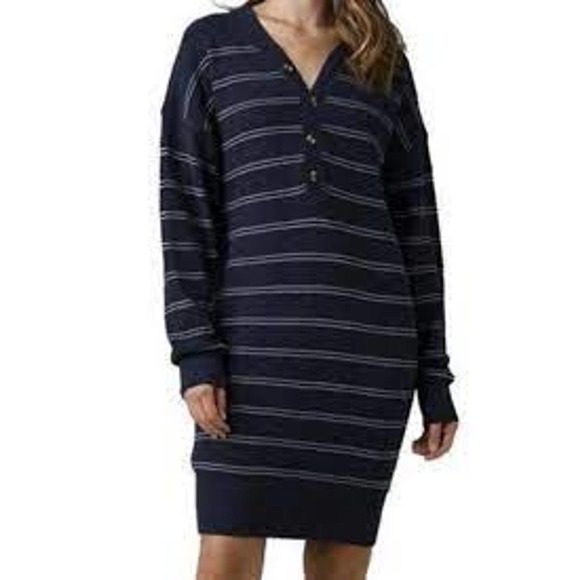 prAna Milani Henley Dress in Nautical Stripe Size XS NWT - Picture 1 of 9